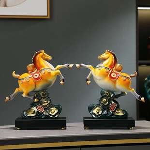 新中式创意马上有钱装饰摆件高档客厅老板办公室桌面生肖马工艺品
