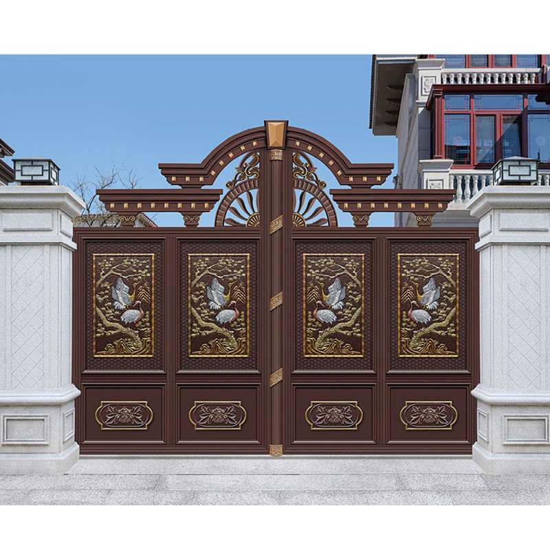 自建房户外轻奢铝艺别墅庭院大门中式防盗门铝合金豪华双开平开门
