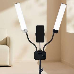 双臂灯美式led双管摄影灯便携式移动照明装备大三角架设计落地灯