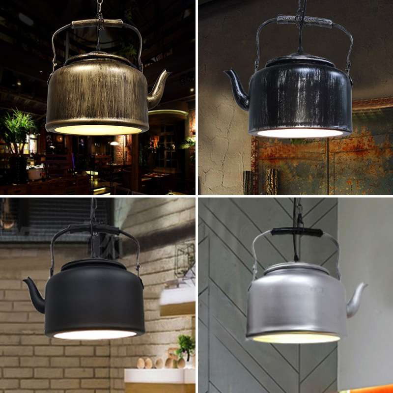 水壶吊灯工业风餐厅灯火锅店酒吧造型灯铝材茶壶形状led复古风灯