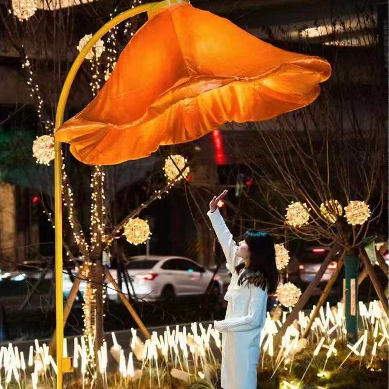 人体感应气模花自动开花路灯广场景区游乐场装饰智能牵牛花定 制