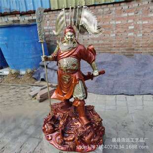 纯铜五令旗关公像雕塑 关公铸造厂家 大型落地关二爷神像摆件