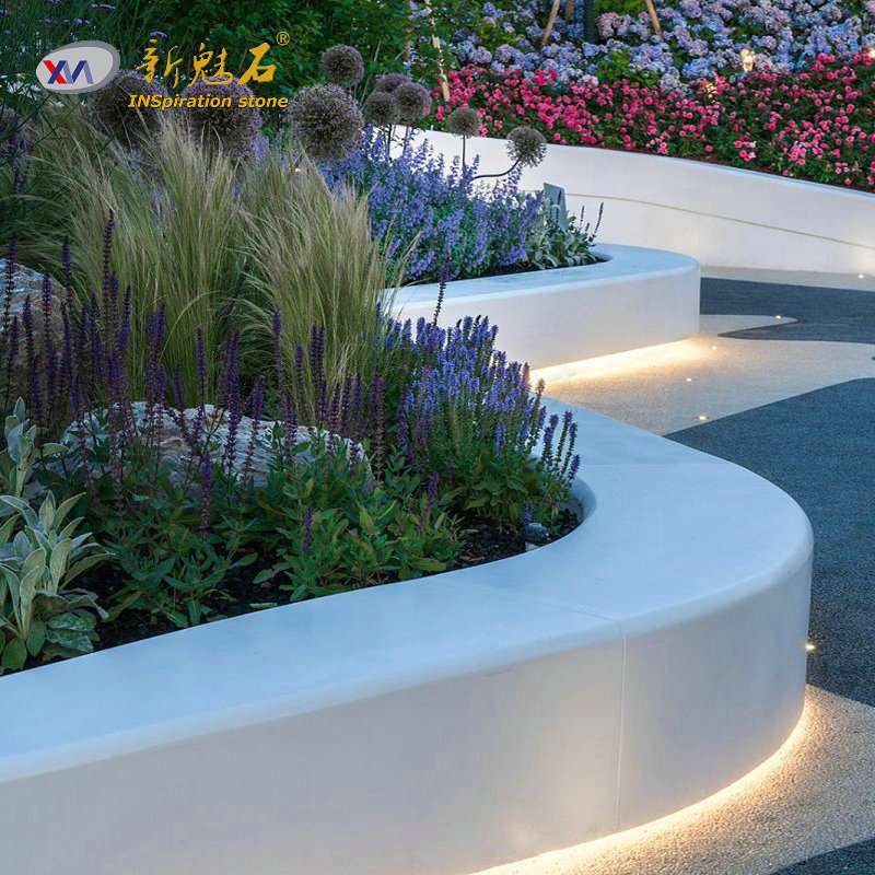 广东厂家GRC清水混凝土花坛坐凳室外可种树预制混凝土种植池树池