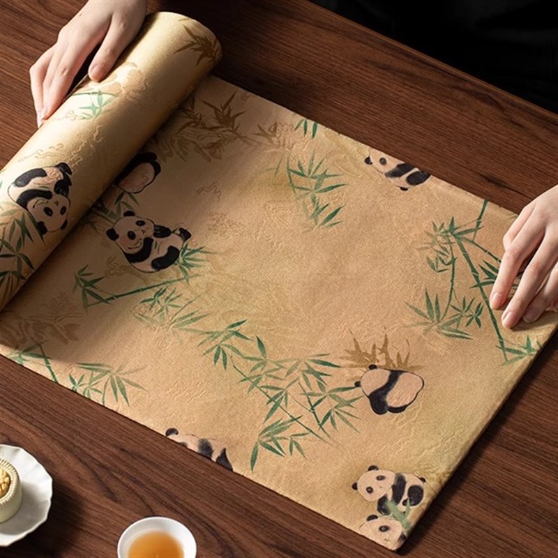 国风高端香云纱茶席中式禅意防水干泡席提花茶桌茶垫复Z古桌旗桌