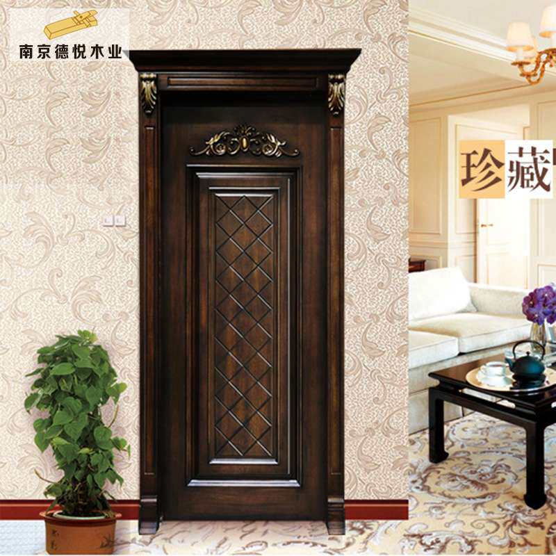 可订木门工厂直销欧式雕花描金做旧实木门烤漆套装室内门