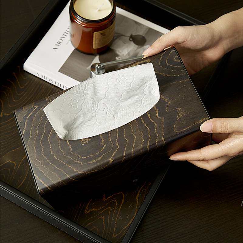 中古风高档纸巾盒客厅前台电视柜茶几桌面抽纸盒轻奢家用置物盒子