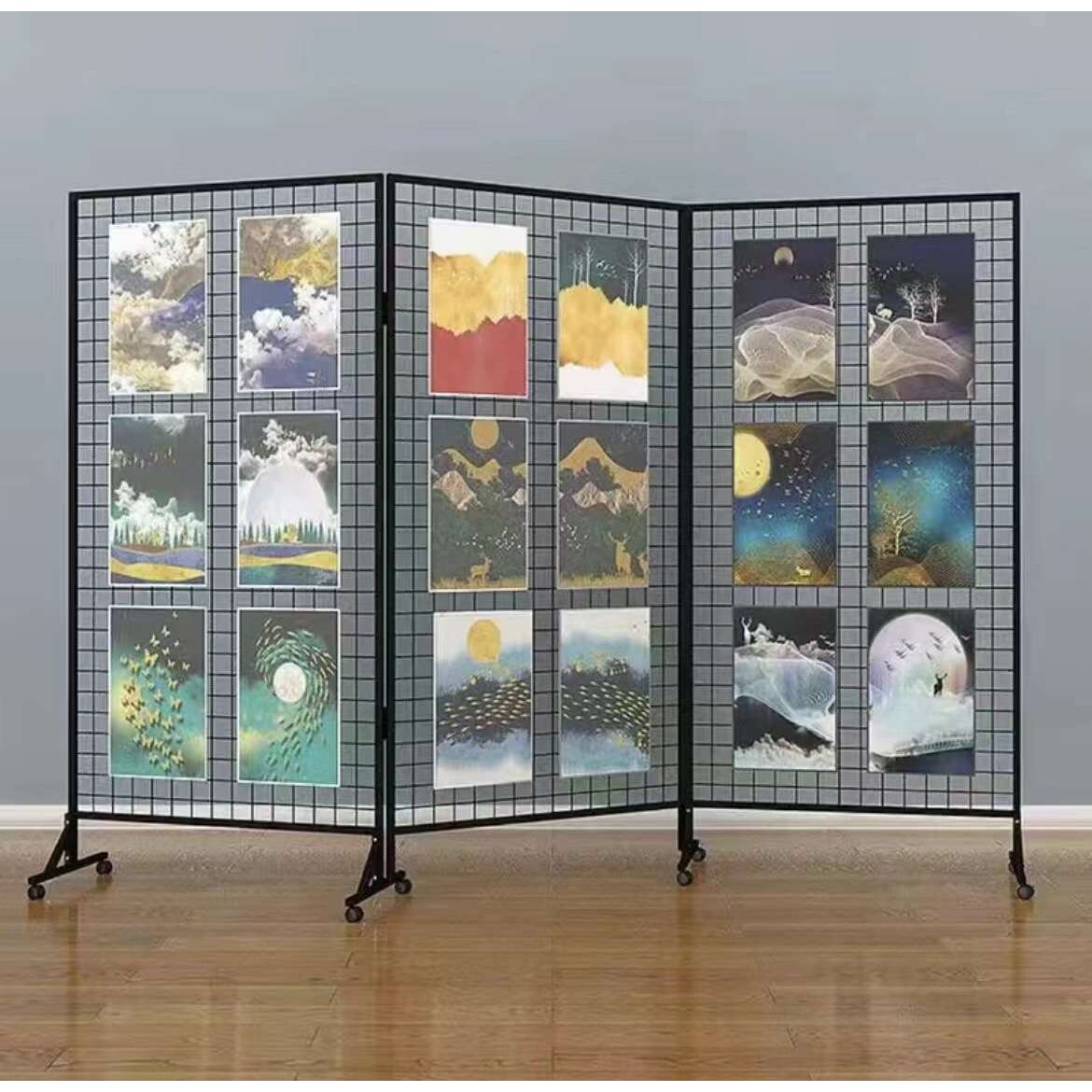 折叠款铁艺网格网架画展画室幼儿园作品展示可移动摆摊专用美术架