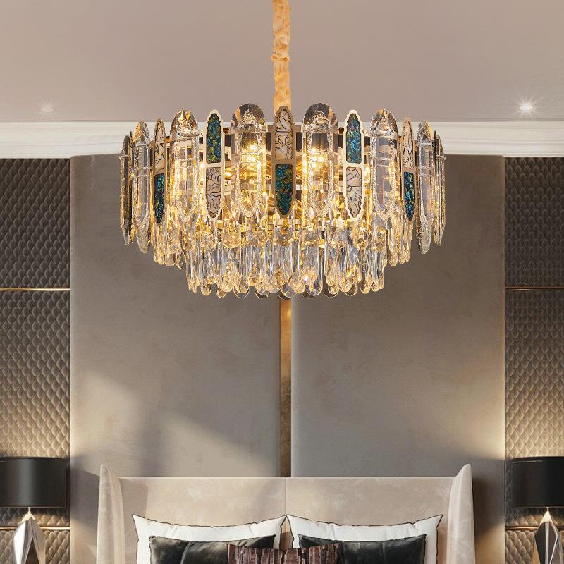 轻奢水晶吊灯别墅客厅复式楼客厅灯酒店婚宴厅LED吊灯家用高档灯