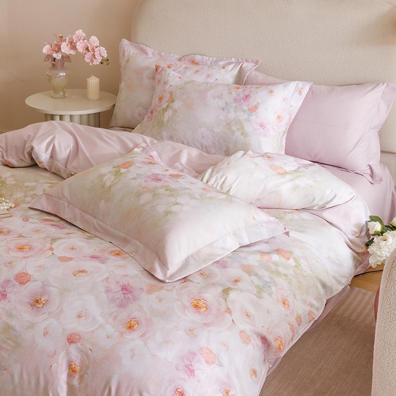 舒尊客||A类高密全棉红金裸盖棉四件套印花纯棉床单被套长绒棉床