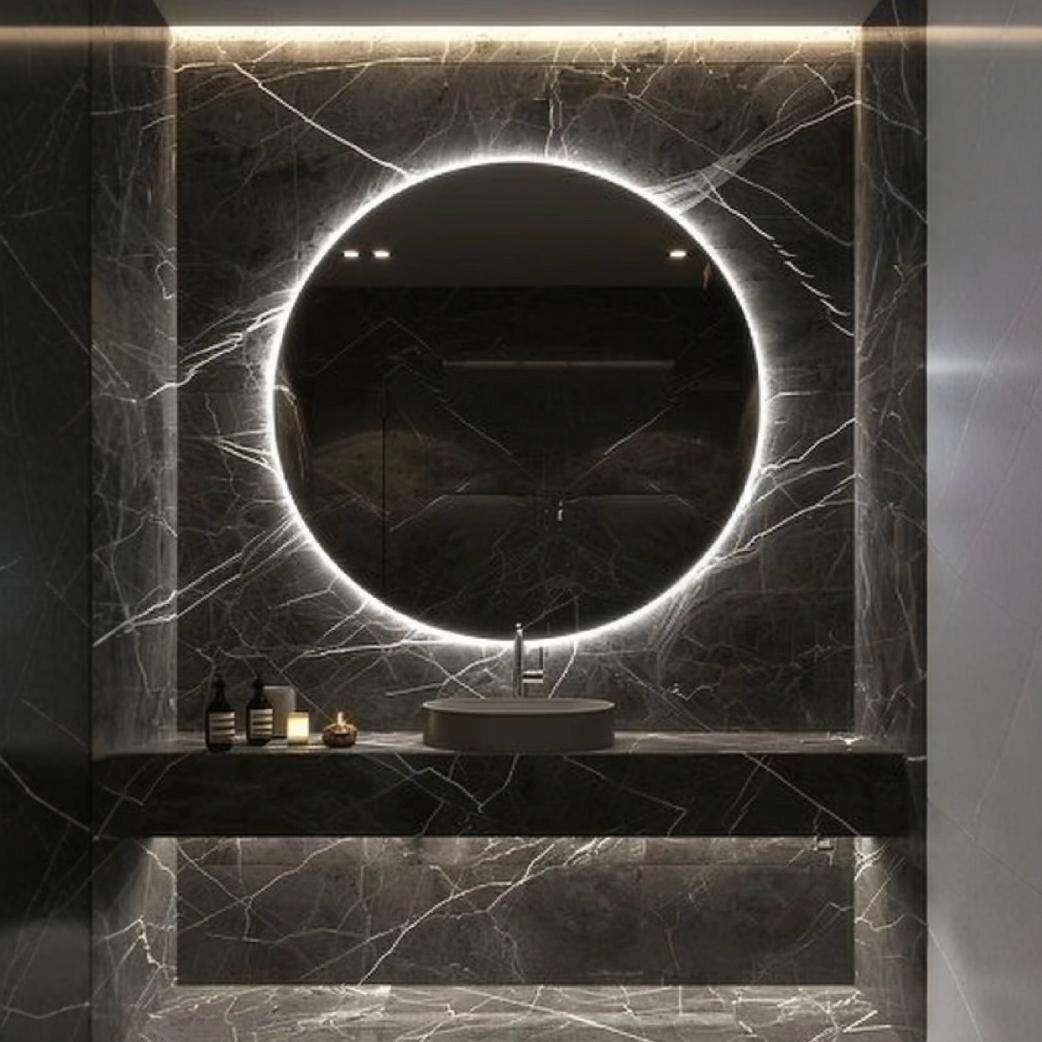 严选圆形卫生间智能镜打孔酒店发光化妆镜防雾带灯浴室圆镜choice