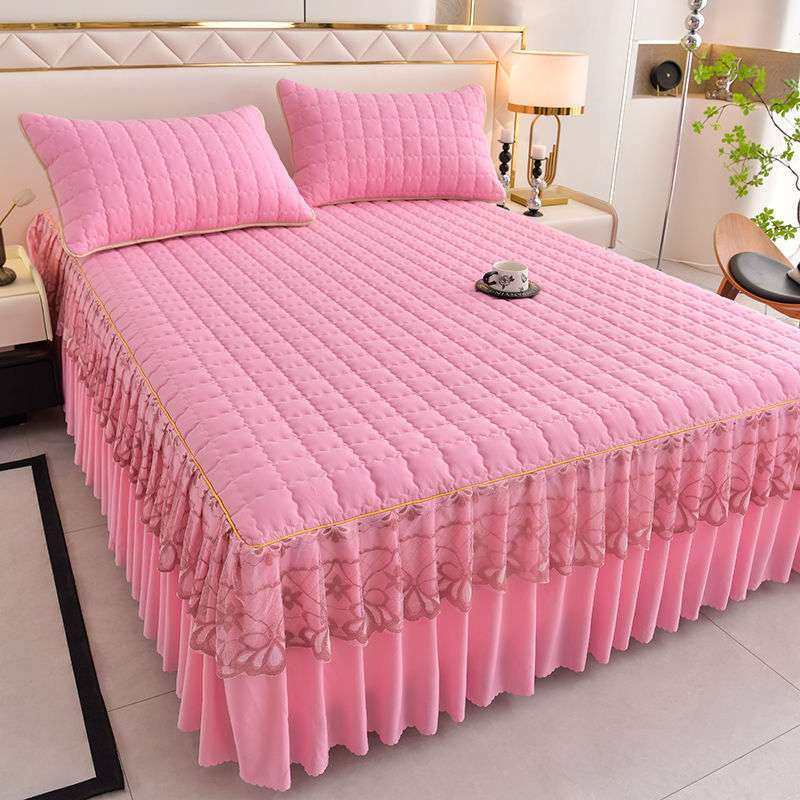 高档纯色加厚磨毛夹棉床裙三件套四季亲肤蕾丝床裙边防滑床罩单件,电子元器件市场,其它元器件,淘宝优惠券,粉丝福利购,淘宝优惠卷