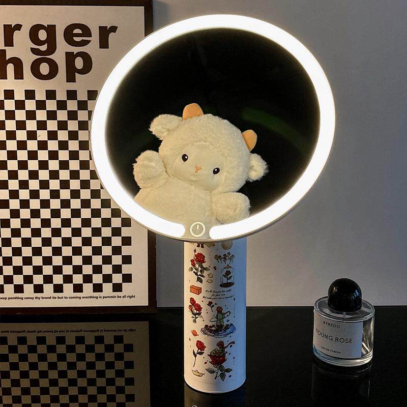 2025新款补光镜小镜子桌面带灯台式梳妆镜女生学生宿舍led化妆镜