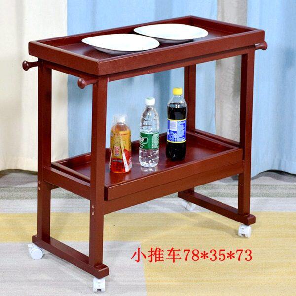 收纳实木餐厅边柜送餐车手推车厨房托盘茶几置物架落地多层可折叠