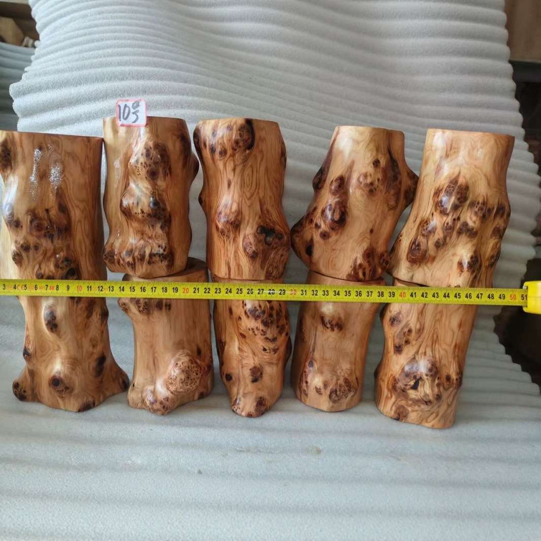 崖柏笔筒实木带瘤疤随形虎皮纹木制雕刻工艺品天然香味浓郁