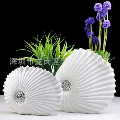 树脂工艺品新奇特扁螺创意花盆摆件 软装家居饰品电视柜摆件