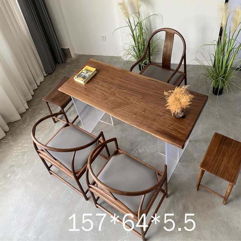 北美黑胡桃木实木大板茶桌餐桌茶几书桌会议桌老板北欧办公桌茶台