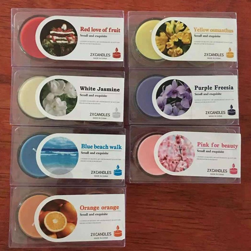 6个盒装小圆玻璃杯蜡烛精油香薰蜡烛试香型糖P果彩色香氛浪漫杯蜡