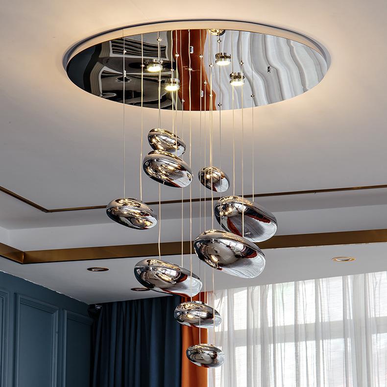 创意个性客厅灯现代简约酒店展厅浮空水滴餐厅吊灯设计师卧室灯具