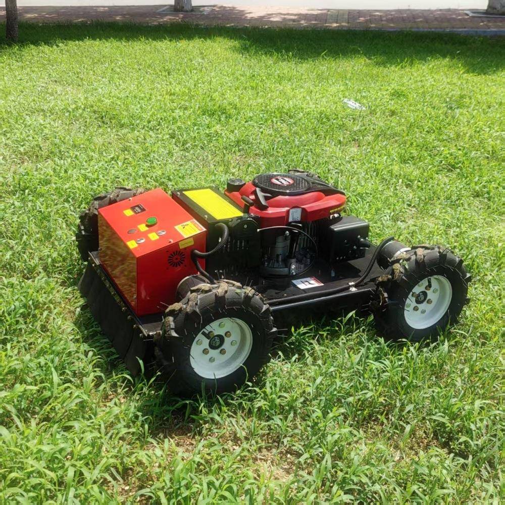 出口智利油电混动遥控割草机 自走式家用碎草机 运动场草坪修剪机