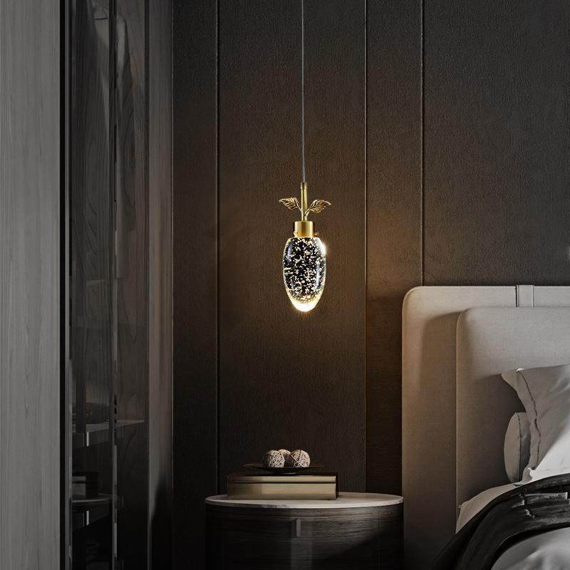 床头吊灯现代简约轻奢水晶卧室灯餐厅创意个性餐桌吧台装饰led灯