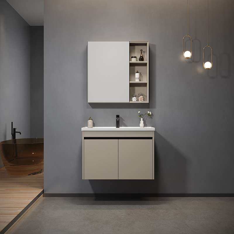 柜王洗漱陶瓷风一体牧久太空脸盆组合加厚蜂窝台洗手浴室柜铝奶油