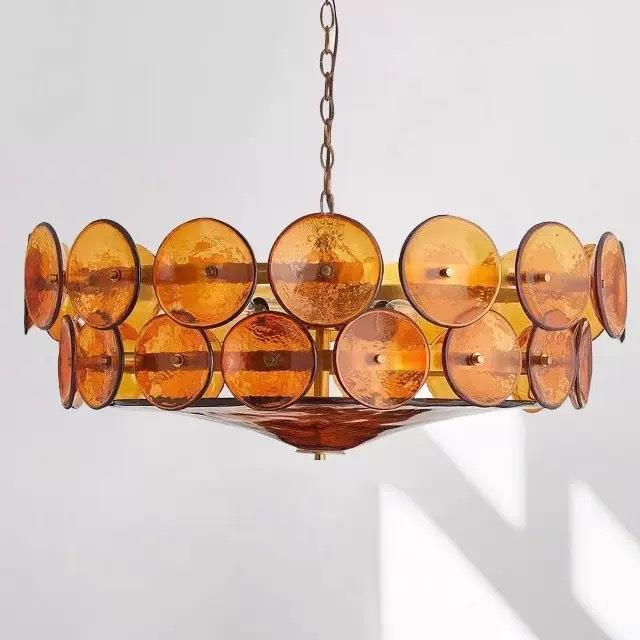 法式轻奢复古吊灯茶色玻璃新款卧室灯餐厅别墅客厅中古风民宿吊灯