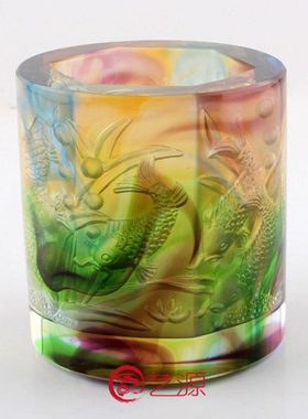 琉璃摆件九鱼愉悦笔筒商务办公桌饰品教师节礼物老师同学聚会礼品