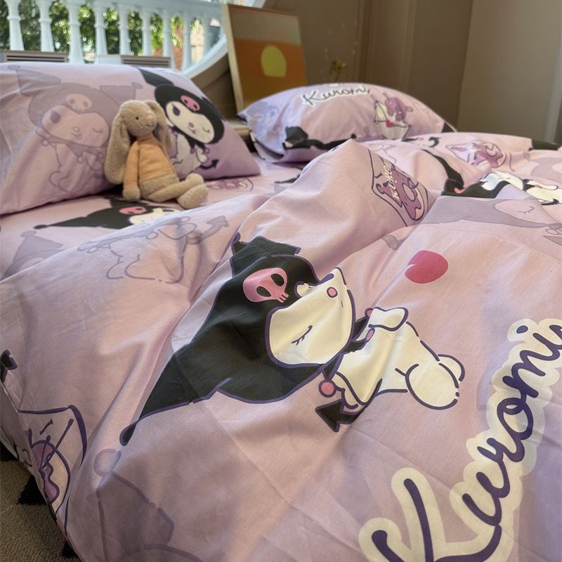卡通四件a套床上用品被单被套公主少女心单人大学生宿舍三件套被