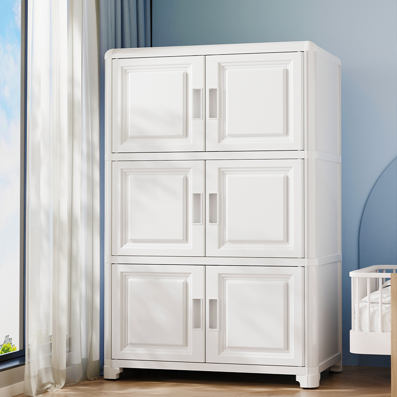 加宽加厚双开门收纳柜铝合金组合储物柜子儿童整T理衣柜卧室五斗