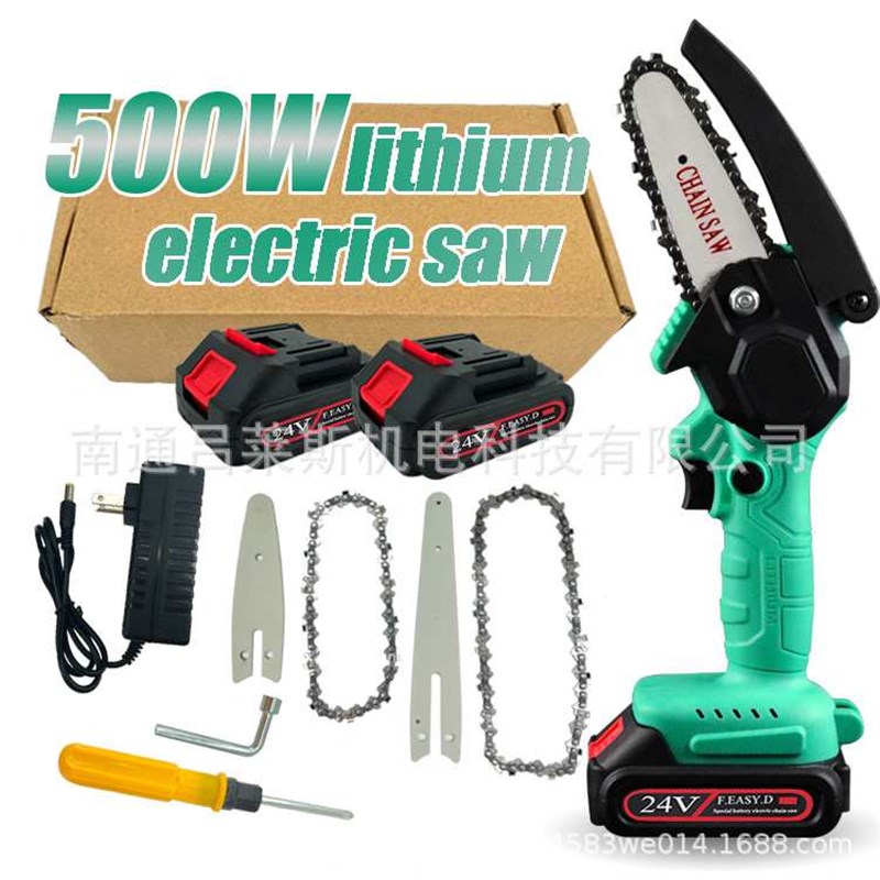 4寸6寸迷你剧锂电电锯手提式电链锯户外无线伐木单手锯.砍树修枝