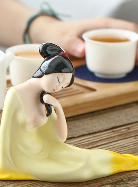 创意摆件中式人物书架仕女工艺礼品摆饰D家居办公室装饰品瓷器电