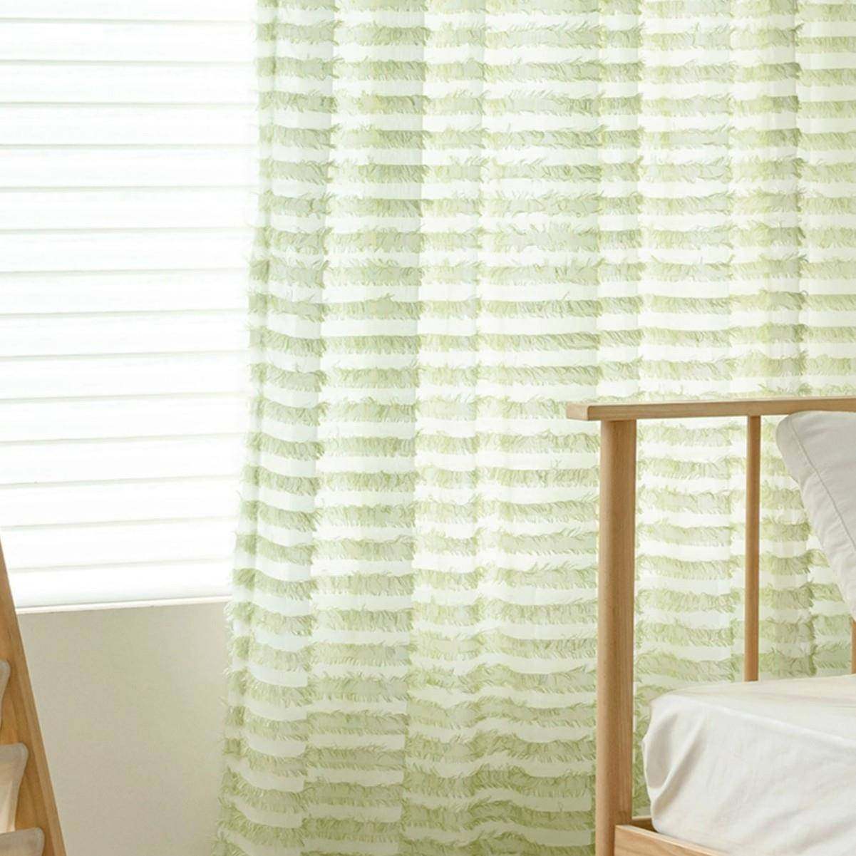 1pc新款多色横条毛毛边窗帘家用遮光客厅卧室办公室装饰窗帘