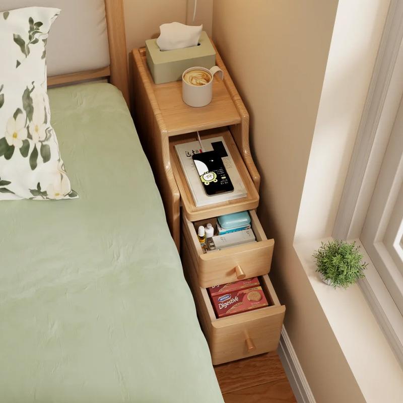 床头柜超窄小型家用卧室边几床边夹缝柜简约极窄迷你实木收纳柜