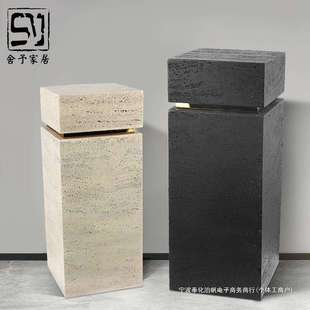 大理石基座雕塑摆台客厅电视柜旁落地玄关艺术展示台轻奢摆件底座