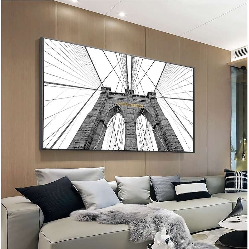 现代简约黑白建筑餐厅装饰画仰望世界的角落餐桌壁画办公室挂画图片