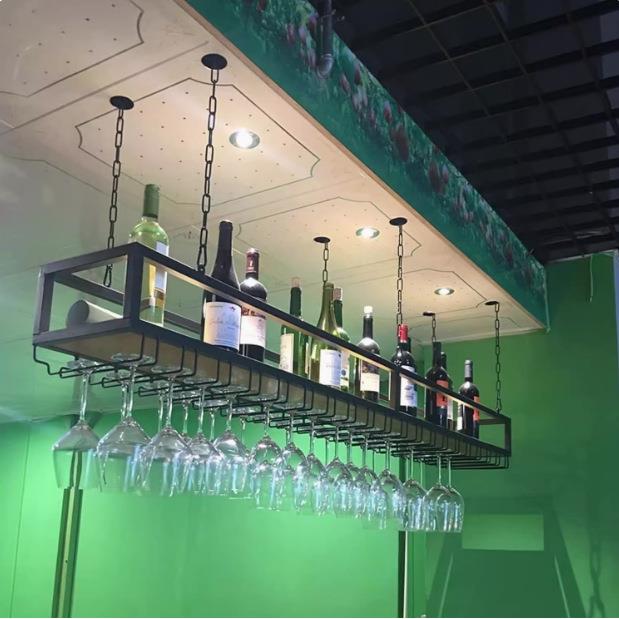 葡萄酒吧台酒杯架高脚杯架 铁艺悬挂红酒杯酒吧杯架 倒挂家用酒架