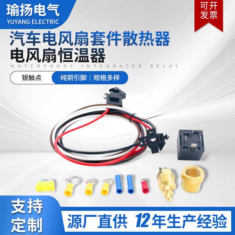 汽车电风扇散热器电动燃油泵线束继电器接线套40A12V汽车线束套装