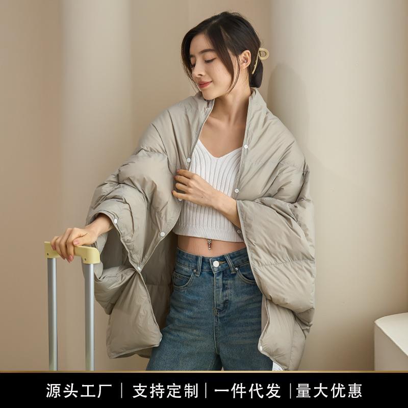 高档95白鹅绒羽绒披肩毛毯小被子午睡毯子多功能出差旅行户外盖被