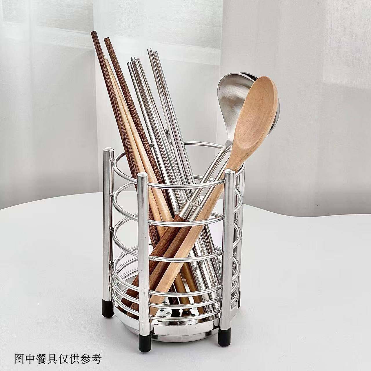 嘉点304不锈钢筷子收纳盒台面筷子筒家用筷子篓沥水防霉勺筷子桶