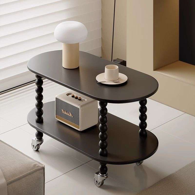 中古风可移动客厅沙发置物边几边柜小茶几卧室床边简约带轮小推车