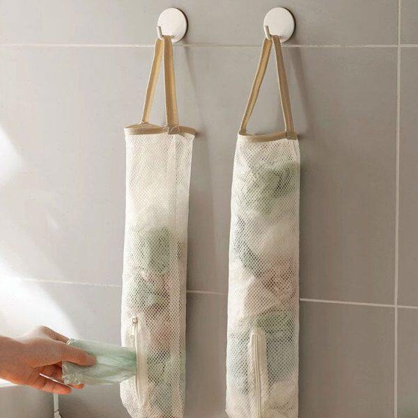 厨房挂式抽取网格子袋壁挂式收纳神器储物袋塑料袋收纳挂袋垃圾袋