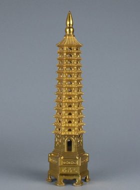 黄铜文昌塔摆件文昌帝君纯铜13层中式铜器工艺品家居装饰品礼品