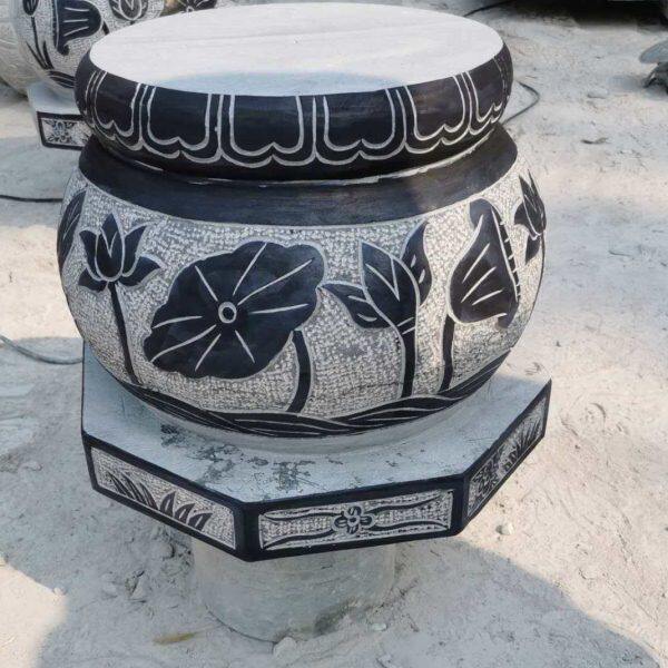 石墩柱空心仿古做旧底座墩木头石头石雕顶础庭院柱装饰品摆件