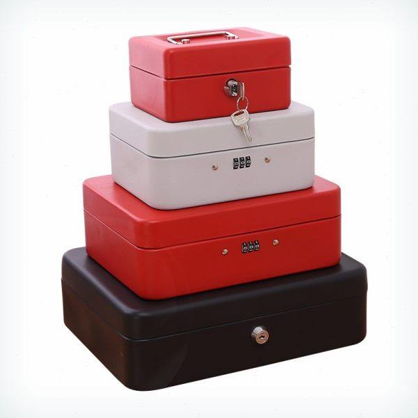 密码零钱盒带锁钱箱手提小铁箱子收银箱现金保险盒桌面首饰收纳盒