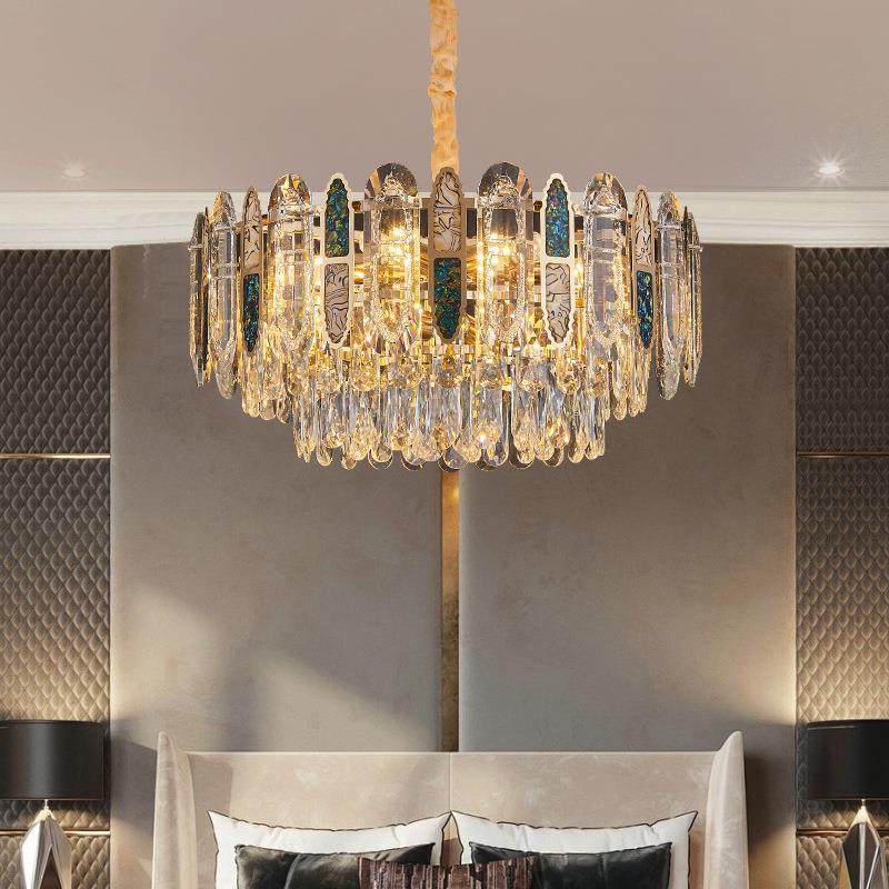 轻奢水晶吊灯别墅客厅复式楼客厅灯酒店婚宴厅LED吊灯家用高档灯