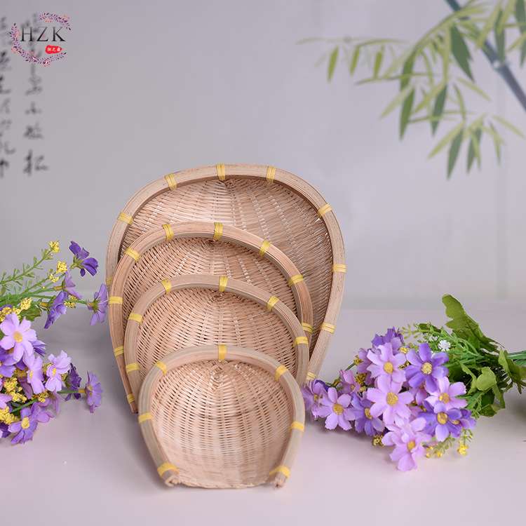 菜篮 竹编 竹筛子开口竹编簸箕 竹制筲箕谷插 撮箕淘米篮厂家直销