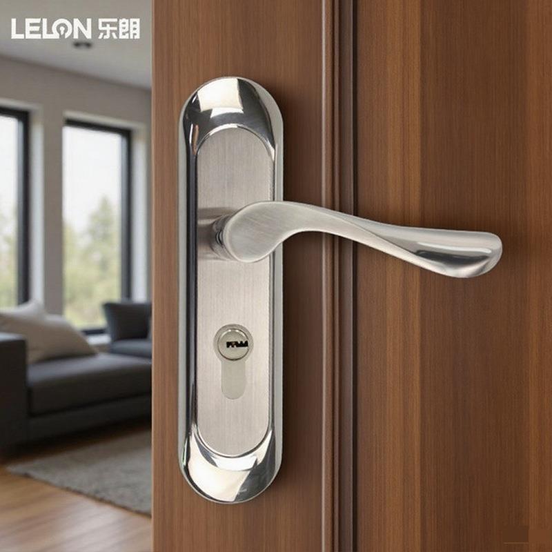 不锈钢室内房门锁卧室执手锁50单舌假插芯木门锁家用通用型面板锁