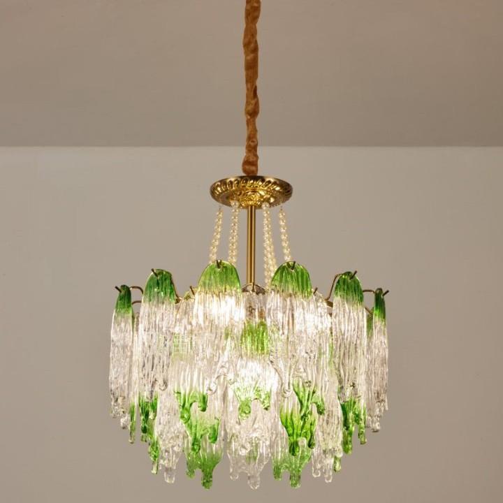 法式轻奢渐变绿玻璃创意铁艺主客厅吊灯饰设计师中古卧室餐厅吊灯