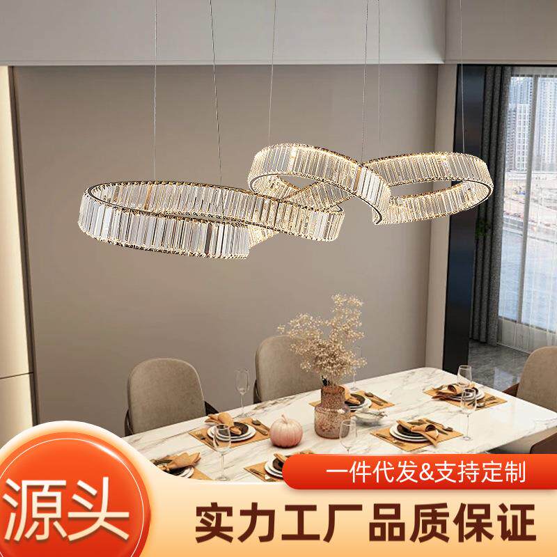 水晶餐厅吊灯轻奢简约奢华别墅复式楼客厅展厅售楼部高端吧台吊灯