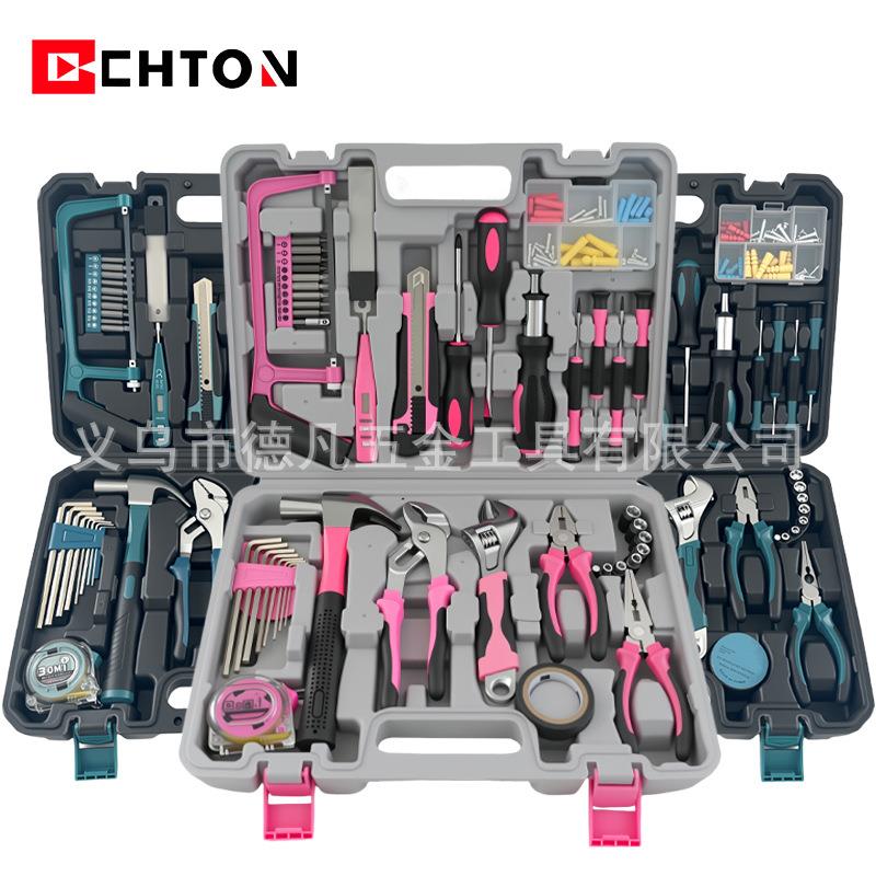 电商热卖家用108件套粉色蓝色手动组合维修车载工具套装